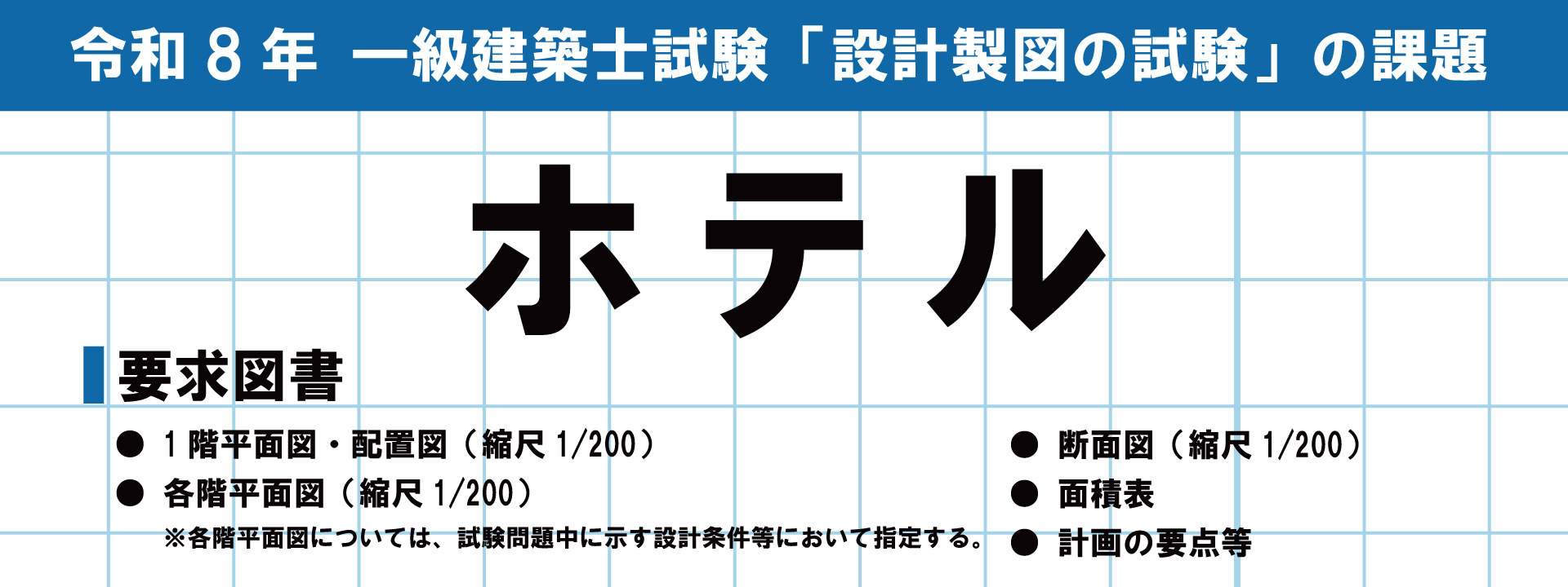 令和8年度(2026) 一級建築士 設計製図試験 課題発表