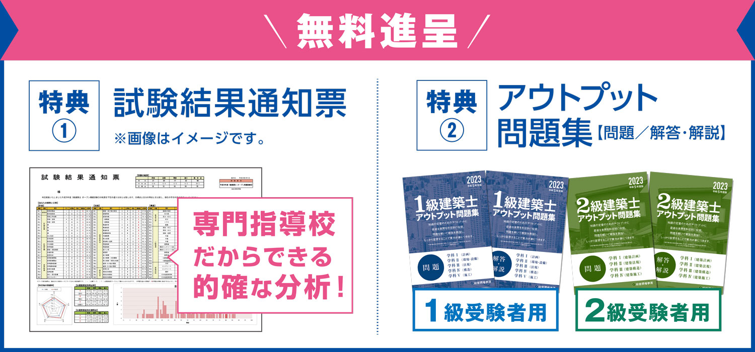 一級建築士　総合資格　令和5年度　演習テスト　模擬試験　アウトプット講座ほか